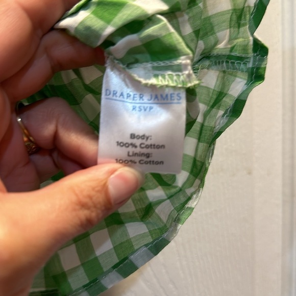 Draper James RSVP Green Gingham Smocked Top L - Picture 7 of 7